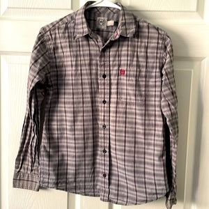 Cinch Charcoal and Crimson Checkered Button-Up Shirt